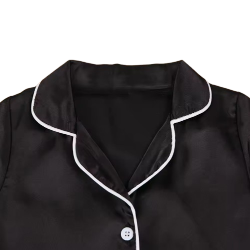 The Jeremy - Baby Boy Solid Black Ice Silk Satin Pajamas