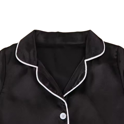 The Jeremy - Baby Boy Solid Black Ice Silk Satin Pajamas