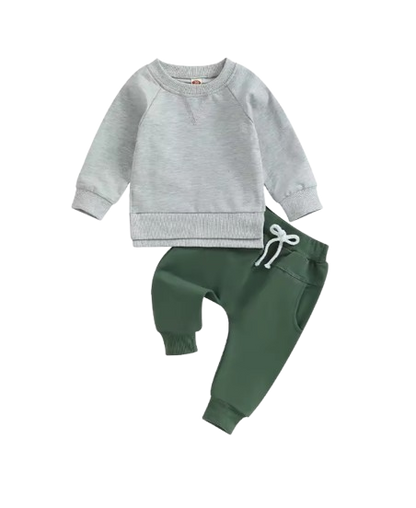 The Kash - Baby Unisex Long Sleeve Crewneck Pullover Sweatshirt Top + Jogger Pant
