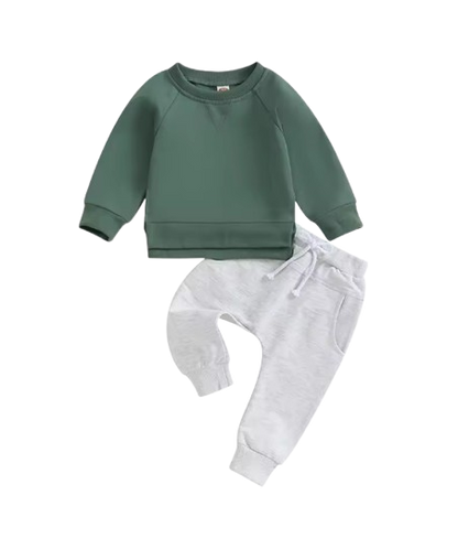 The Kash - Baby Unisex Long Sleeve Crewneck Pullover Sweatshirt Top + Jogger Pant