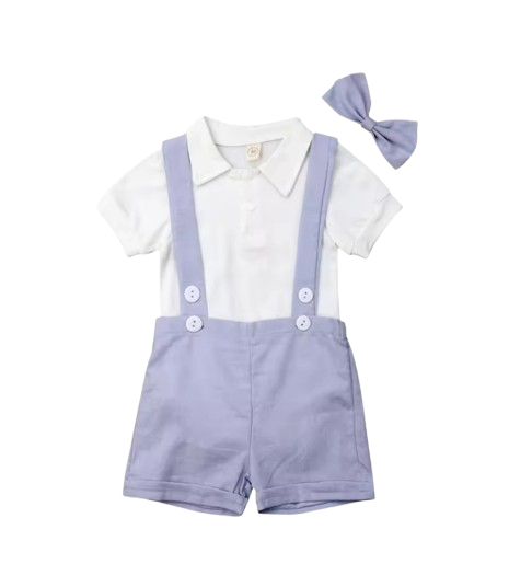 The Steven - Baby Boy Tie Shirt Romper Suspenders Pants Bow Gentleman Outfits
