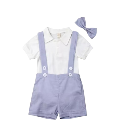The Steven - Baby Boy Tie Shirt Romper Suspenders Pants Bow Gentleman Outfits
