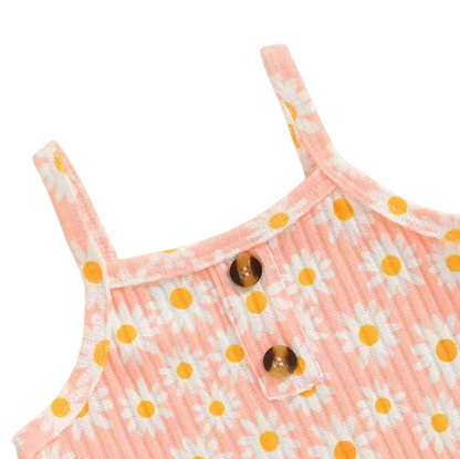 The Alana - Baby Girl Daisy Print Tank Top Elastic Shorts Set