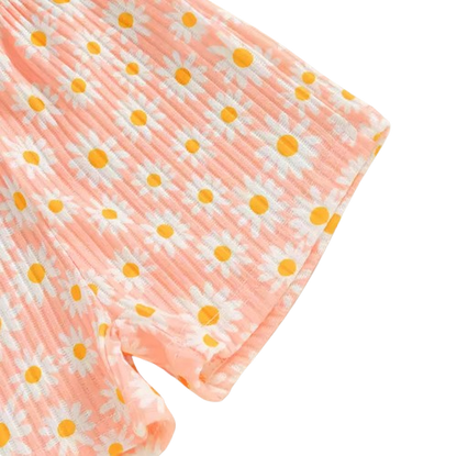 The Alana - Baby Girl Daisy Print Tank Top Elastic Shorts Set