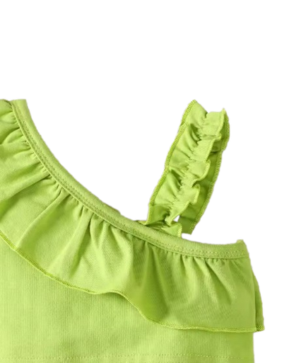 The Ruth - Baby Girl Sleeveless Croptop Top + Avocado Printed Shorts