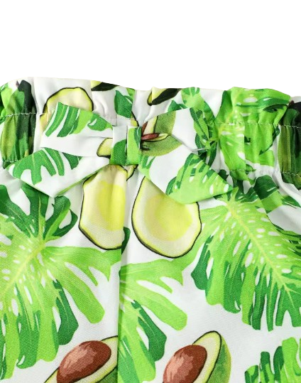 The Ruth - Baby Girl Sleeveless Croptop Top + Avocado Printed Shorts