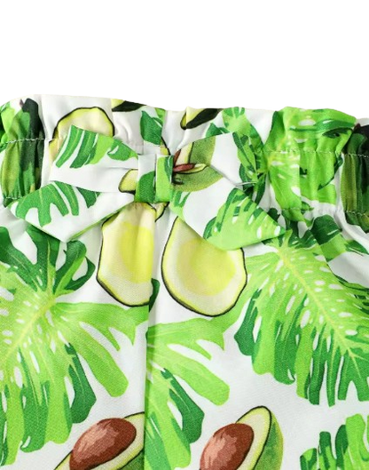 The Ruth - Baby Girl Sleeveless Croptop Top + Avocado Printed Shorts