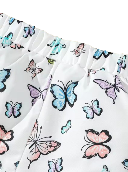 The Hallie - Baby Girl Blue Slip Top+Butterfly Printing Shorts
