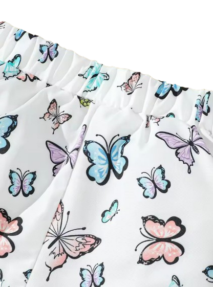 The Hallie - Baby Girl Blue Slip Top+Butterfly Printing Shorts