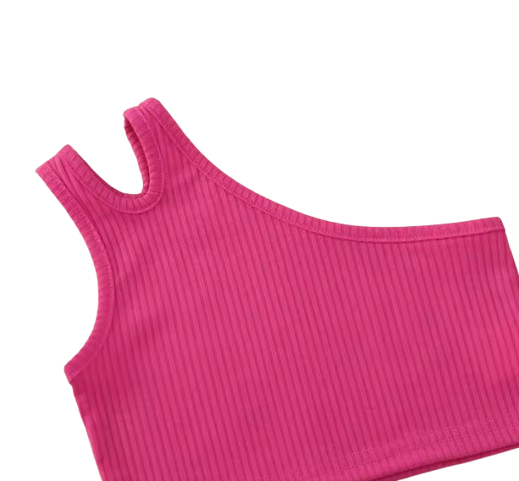 The Presley - Baby Girl Pink Tank Top Cross-Body Suspender Flower Print Shorts