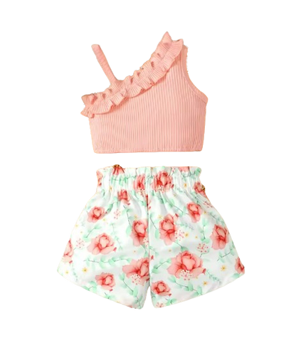 The Lilah - Baby Girl Pink Sling Sleeveless Big Bow Print Set