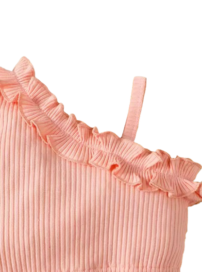 The Lilah - Baby Girl Pink Sling Sleeveless Big Bow Print Set