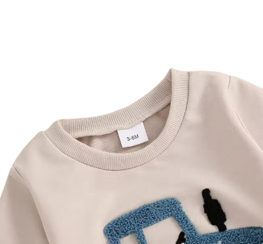 The Mark - Baby Boy Tractor Embroidery Long Sleeve Sweatshirt and Pants Set