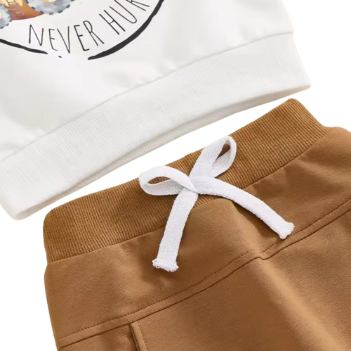 The Tristan - Baby Boy Tractor Print Long Sleeve Sweatshirt and Long Pants