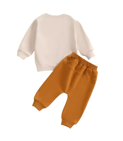 The Kayson - Baby Boy Halloween Outfit Trucker Pumpkin Print Long Sleeve Sweatshirt and Elastic Pants