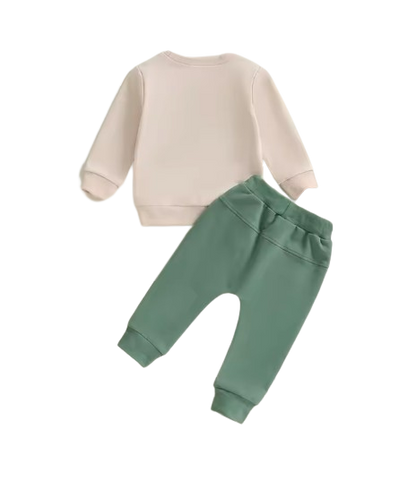 The Josue - Baby Boy Big Brother Long Sleeve O Neck Letter Tractor Print Tops Solid Color + Pants Sets