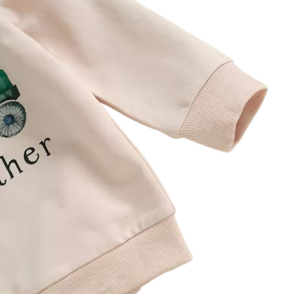 The Josue - Baby Boy Big Brother Long Sleeve O Neck Letter Tractor Print Tops Solid Color + Pants Sets