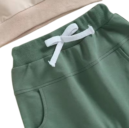 The Josue - Baby Boy Big Brother Long Sleeve O Neck Letter Tractor Print Tops Solid Color + Pants Sets