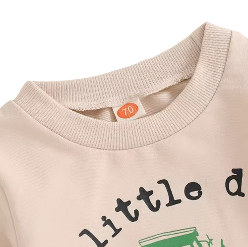 The Ares - Baby Boy "A Little Dirt Never Hurt" Print  Long Sleeve Round Neck Tops + Drawstring Pocket Long Pants