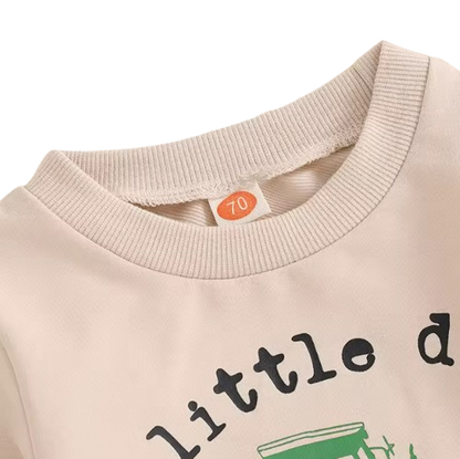 The Ares - Baby Boy "A Little Dirt Never Hurt" Print  Long Sleeve Round Neck Tops + Drawstring Pocket Long Pants