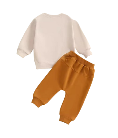 The Hendrix - Baby Boy "I Dig Fall" Print Halloween Outfit Trucker Pumpkin Print Long Sleeve Sweatshirt and Elastic Pants