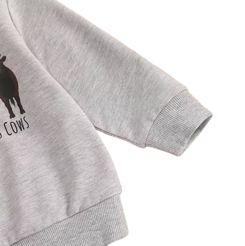 The Reid - Baby Boy Fall Farm Long Sleeve Round Neck Sweatshirt with Animal Print Pants