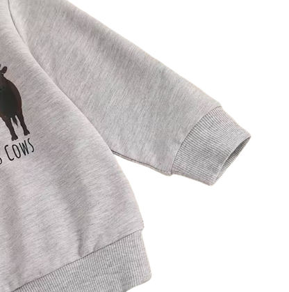 The Reid - Baby Boy Fall Farm Long Sleeve Round Neck Sweatshirt with Animal Print Pants