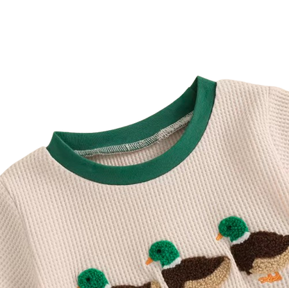The Brian - Baby Boy Shorts Sets Short Sleeve O Neck Duck Embroidery Tops and Drawstring Shorts Sets