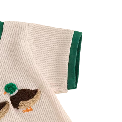 The Brian - Baby Boy Shorts Sets Short Sleeve O Neck Duck Embroidery Tops and Drawstring Shorts Sets