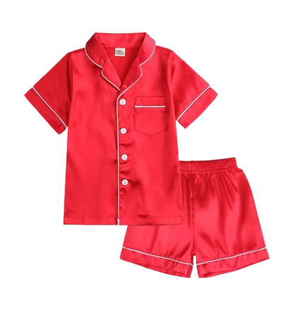 The Kaden - Baby Unisex Plain Colour Silk Satin Top + Pant Long Sleeve Solid Silky Pajamas