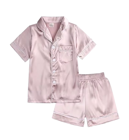 The Kaden - Baby Unisex Plain Colour Silk Satin Top + Pant Long Sleeve Solid Silky Pajamas