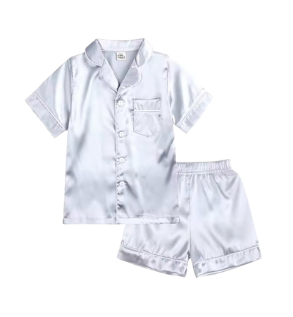 The Kaden - Baby Unisex Plain Colour Silk Satin Top + Pant Long Sleeve Solid Silky Pajamas