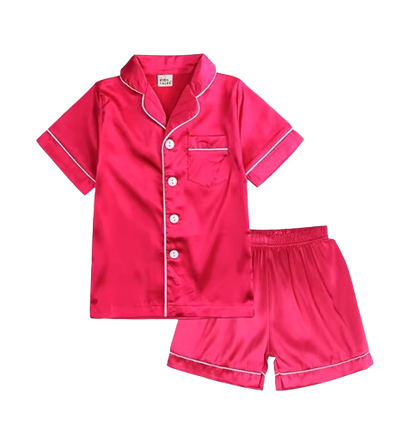 The Kaden - Baby Unisex Plain Colour Silk Satin Top + Pant Long Sleeve Solid Silky Pajamas