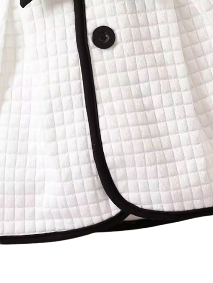 The Celine - Baby Girl Thermal Belted Dress Set Princess Coat Classic Black And White Color Contrast Cardigan