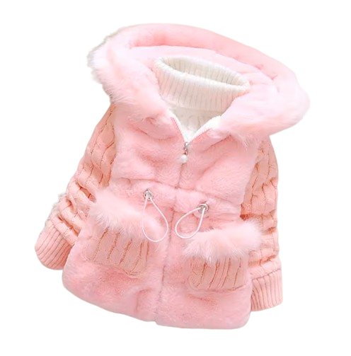 The Brynlee - Baby Girl Plain Colour Plush Thicken Warm Hooded Jacket