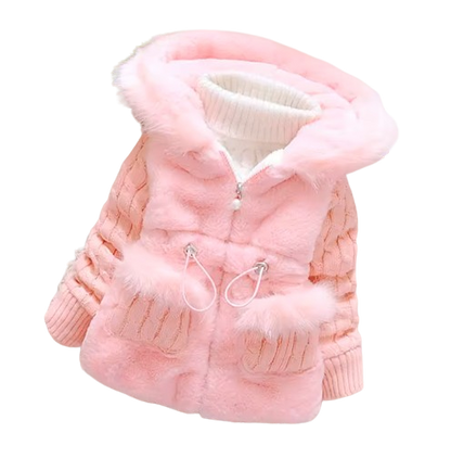 The Brynlee - Baby Girl Plain Colour Plush Thicken Warm Hooded Jacket