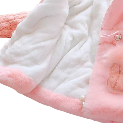 The Brynlee - Baby Girl Plain Colour Plush Thicken Warm Hooded Jacket