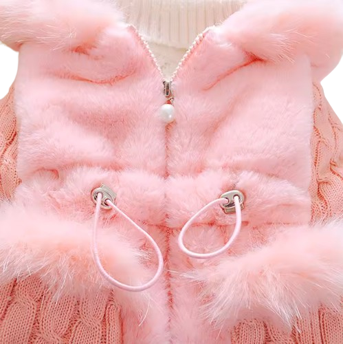 The Brynlee - Baby Girl Plain Colour Plush Thicken Warm Hooded Jacket