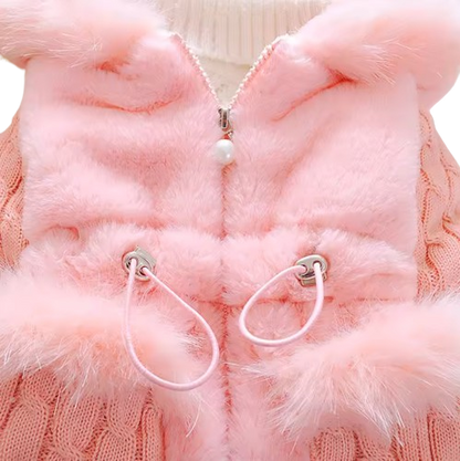 The Brynlee - Baby Girl Plain Colour Plush Thicken Warm Hooded Jacket