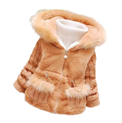 The Brynlee - Baby Girl Plain Colour Plush Thicken Warm Hooded Jacket