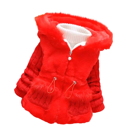 The Brynlee - Baby Girl Plain Colour Plush Thicken Warm Hooded Jacket