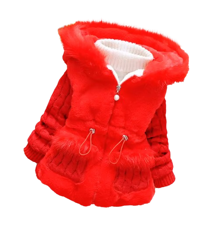 The Brynlee - Baby Girl Plain Colour Plush Thicken Warm Hooded Jacket