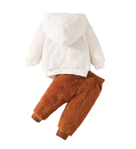 The Nyla - Baby Girl Casual Cute Little Bear Fur Thick Design Hoodie + Pants
