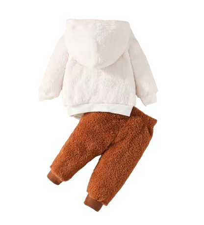 The Nyla - Baby Girl Casual Cute Little Bear Fur Thick Design Hoodie + Pants
