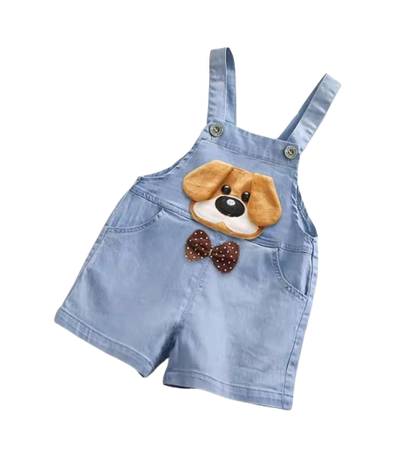 The Zara - Baby Unisex Animal Design Denim Jumper Overalls