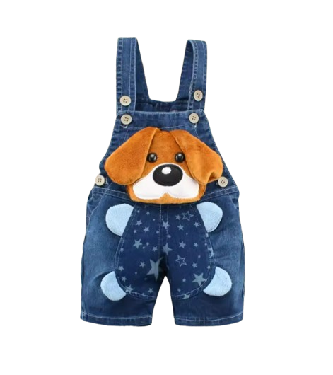 The Zara - Baby Unisex Dog & Bear Design Denim Jumper Overalls