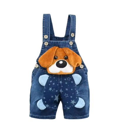 The Zara - Baby Unisex Dog & Bear Design Denim Jumper Overalls