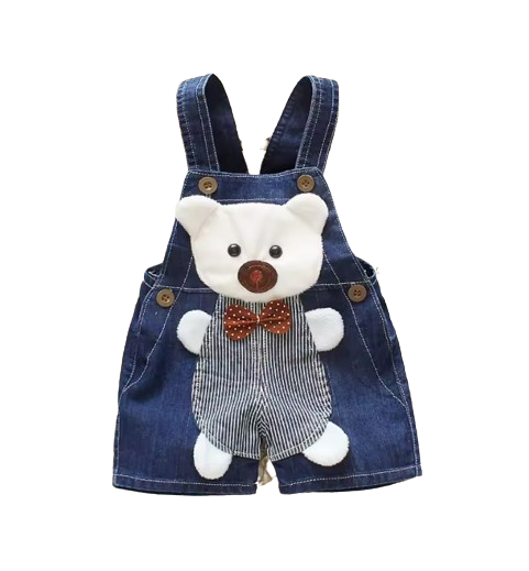 The Zara - Baby Unisex Dog & Bear Design Denim Jumper Overalls