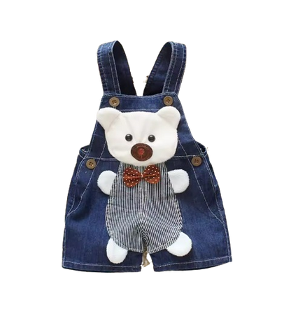 The Zara - Baby Unisex Dog & Bear Design Denim Jumper Overalls
