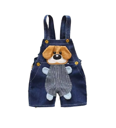 The Zara - Baby Unisex Dog & Bear Design Denim Jumper Overalls